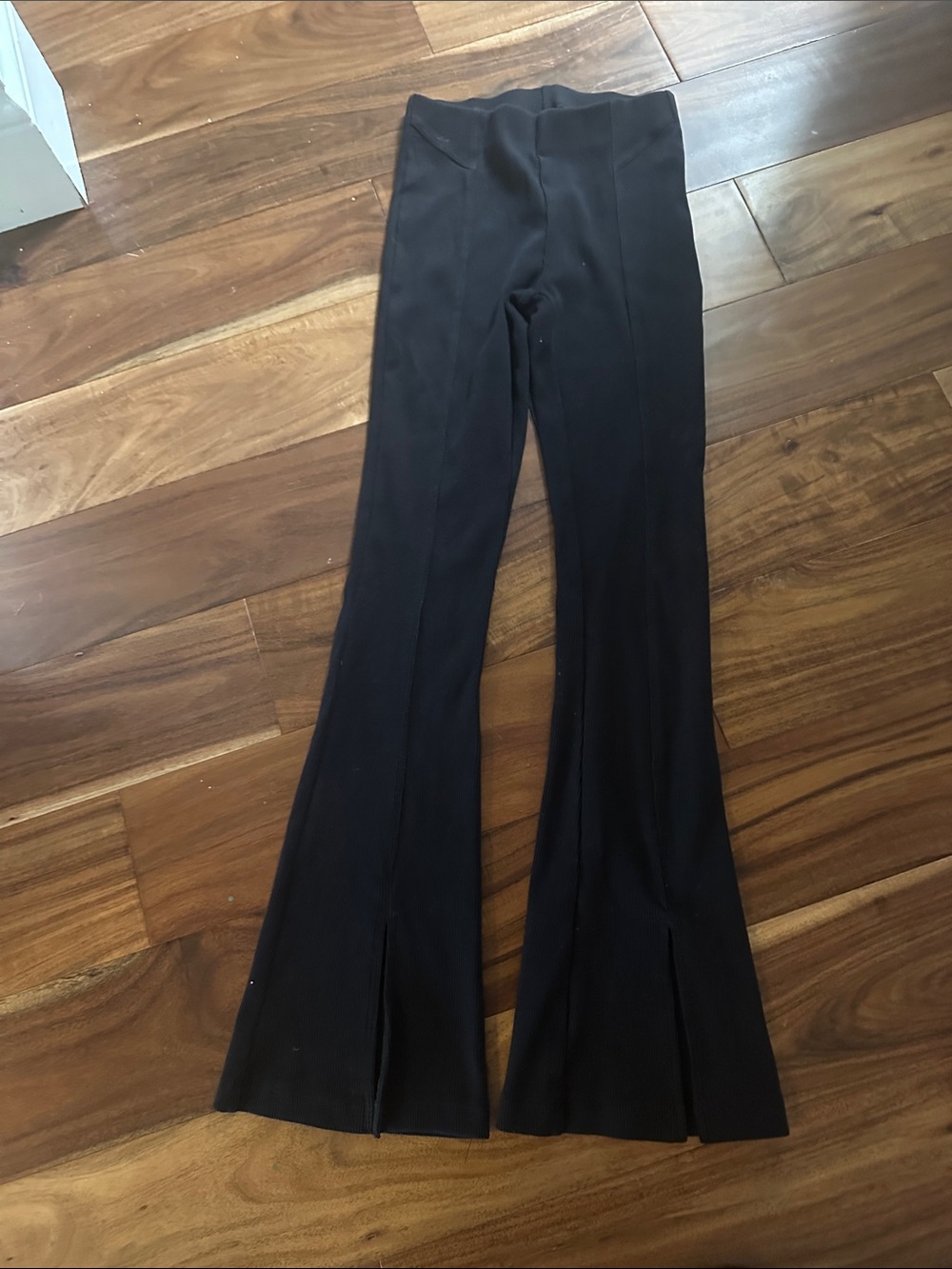 Zara Black Boot-Cut Flared Pants with Front Slits
